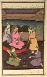 Imperador Khurram (Shah Jahan), com assistentes, Mughal