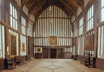 Gainsborough Old Hall, o grande salão, c.1460-80 escola de inglês, Lincolnshire, Reino Unido