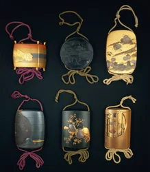 Casos Inro, século XIX (dourado e laca)
