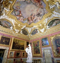 Interior, de, sala, di, Giove, (Jupiter, Room), com, pinturas, por, pietro da cortona, palácio pitti, florença, itália