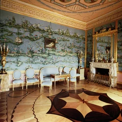 Interior da sala de desenho azul chinesa