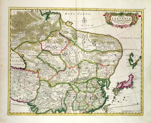 Mapa da Mongólia mostrando parte da Rússia, do Japão e da China, c. 1680, de Frederick de Wit