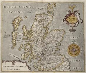 Mapa do Reino da Escócia, século 17 Scotia Regnum