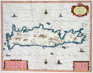 Mapa da ilha de Creta, c. 1570, de Abraham Ortelius (1527-98)