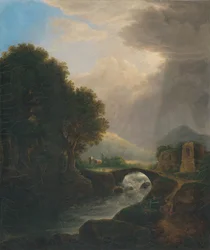 Paisagem romântica com ponte