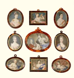 Seleção de miniaturas de Rosalba Carriera (1675-1757) e Cornelius Hozer (fl.1766-67)
