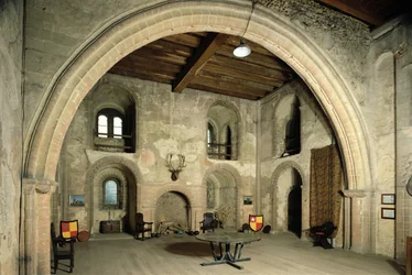 A, banqueting, corredor, Hedingham, castelo, escola inglesa, (12th century), essex, reino unido