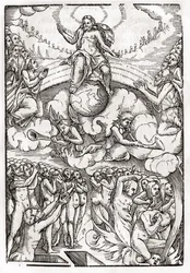 O Juízo Final, baseado em uma xilogravura de Hans Holbein (149798-1543), o Jovem, de &39;Der Todten Tanz&39;, publicou Basel, 1843