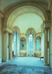 Vista, de, a, janela curva, quarto, blenheim, palácio, oxfordshire