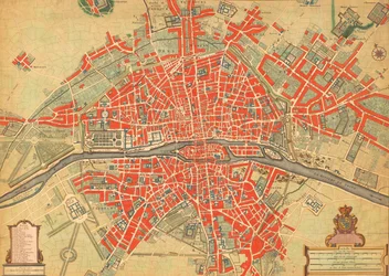 Mapa de Paris, França, do século XVIII. (imprimir)