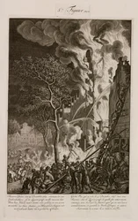 Um incêndio numa refinaria de açúcar, Amesterdão, Holanda, 29 de Dezembro de 1669