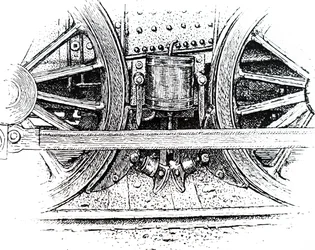Um freio de tracção de locomotiva.