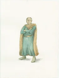 Uma ilustração de reconstrução mostrando o Duque Guilherme da Normandia cerca de 1066