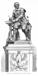 Uma estátua de Theophraste Renaudot.