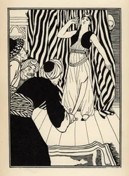 Um sultão esconde o Barão de Munchausen. Ilustração de William Strang (1859-1921) e JB Clark de "The Adventures of the Baron of Munchausen (Munchhausen)" de Rudolf Erich Raspe (1736-1794) (1789)