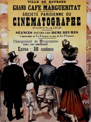 Anúncio para cinematógrafo em Bourges, França, c. 1895