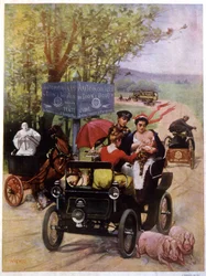 Publicidade de Wilhio para os automóveis de Dion Bouton França fim do século XIX