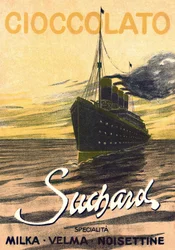 Publicidade ao chocolate Milka de Suchard representando um transatlântico, início do século XX (cartaz)