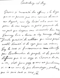 Carta afectuosa de Carlos II à sua irmã, Henrietta Anne, escrita em francês na Cantuária, no dia seguinte à sua chegada a Dover, 26 de Maio