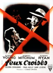 Cartaz do filme Crossfire de EdwarddMytryk com Robert Young Robert Mitchum e Robert Ryan 1947
