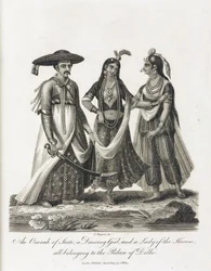 Uma Omrah de Estado; uma Dançarina; e uma Senhora do Harem, Índia.