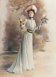 Um vestido de tarde no modelo Rouff, placa de moda de "Les Modes", julho de 1901