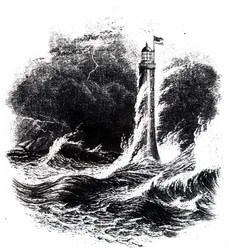 Farol de Bell Rock em uma tempestade.
