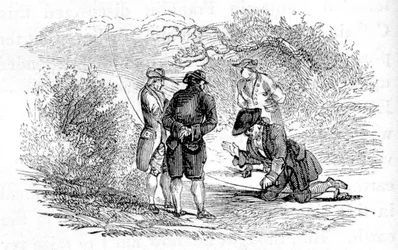 Benjamin Franklin durante a experiência eléctrica