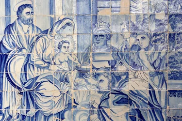 Brasil, Bahia, Salvador : Azulejo na igreja do Bonfim : a Epifã