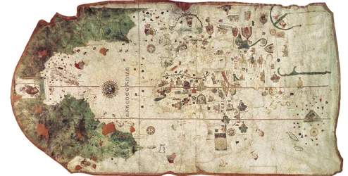 COSA, Juan de la (1460-1510). Cartógrafo. Carta de Juan de la Cosa (1500). ESPANHA. MADRID (COMUNIDADE AUTÓNOMA). Madrid. Museu da Marinha