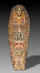 Estojo de múmia Cartonnage, Final da Dinastia Ptolomaica ao Primeiro Império Romano, c.50 AC-50 DC