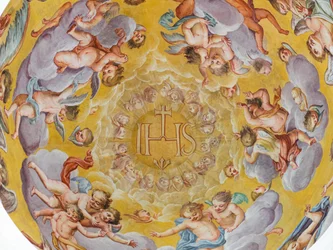 Afresco de tecto, Mausoléu dos Habsburgos, Graz, Estíria, Áustria, Europa (foto)