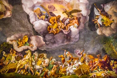 Pintura de tecto em Palazzo Duccale, Palácio Real, Castelo San Giorgio, Mântua, Lombardia, Itália, Europa (foto)