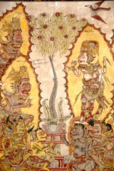 Pinturas de tecto no Palácio Real; deuses e demónios; Kerta Gosa; Palácio Taman Gili; Klungkung; Semarapura; Bali; Indonésia; Sudeste Asiático; Ásia