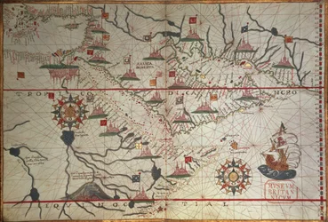 Carta da Arábia e do Mediterrâneo Oriental, Parte de um Atlas Portolan, c.1650 (caneta e tinta no papel)