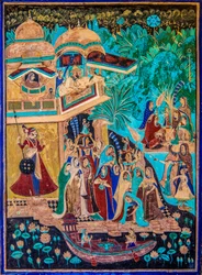 Pátio Chittra Shala com pinturas finas virtuosas, Taragarh Fort, Bundi, Bundi, Rajasthan, Índia, Ásia (foto)