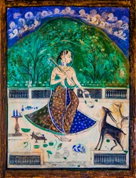Pátio Chittra Shala com pinturas finas virtuosas, Taragarh Fort, Bundi, Bundi, Rajasthan, Índia, Ásia (foto)