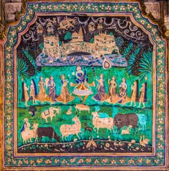 Pátio Chittra Shala com pinturas finas virtuosas, Taragarh Fort, Bundi, Bundi, Rajasthan, Índia, Ásia (foto)