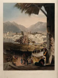 Cidade de Kandahar, com o bazar principal e a cidadela, Afeganistão.
