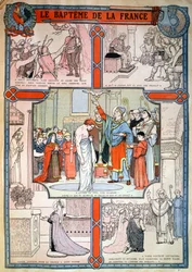Batizado de Clóvis por São Remi em Reims, c. 1930 (gravura)
