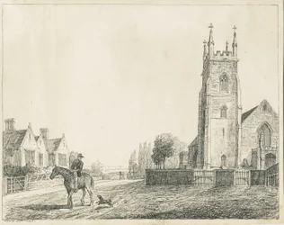 Igreja de Colwich: esboço de caneta, 1833