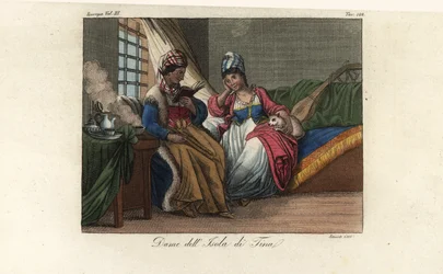 Traje das mulheres da ilha de Tino, Itália