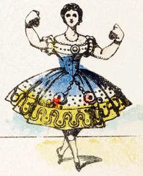 D - Dançarino - Alfabeto - entretenimento infantil - Imagem epinal, série popular c.1890 (ilustração)