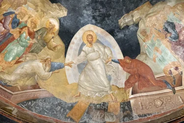Pormenor do fresco de Anastasis, igreja do S. Salvador em Chora, Parekklesion