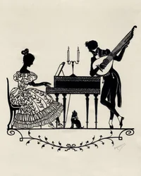 Duo com Lute-Guitarra e Pianoforte, Viena, c.1900 (estampado)
