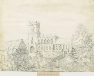 Igreja Eccleshall: desenho a lápis, 6 de maio de 1825