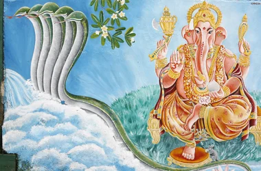 Cabeça de um deus hindu Ganesh, Katmandu, Nepal