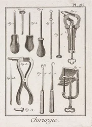 Equipamentos, pinças cirúrgicas e outros instrumentos