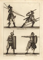 Exercício do homem de dois braços com arco e lúcio