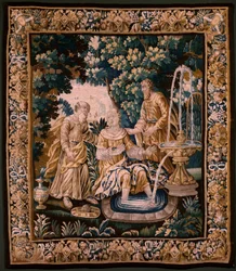 Tapeçaria flamenga. Suzanna e o mais velho. Atelier de Oudenaarde. 254x220cm. Inv (82968)-2 00003.